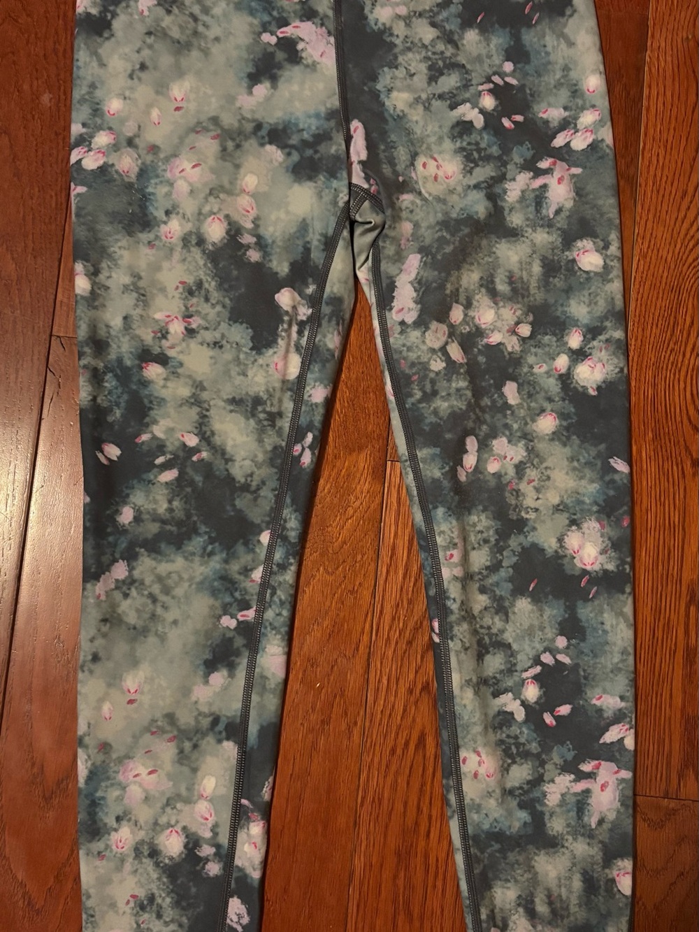 Athletic Works Gray & Pink Floral Print Leggings